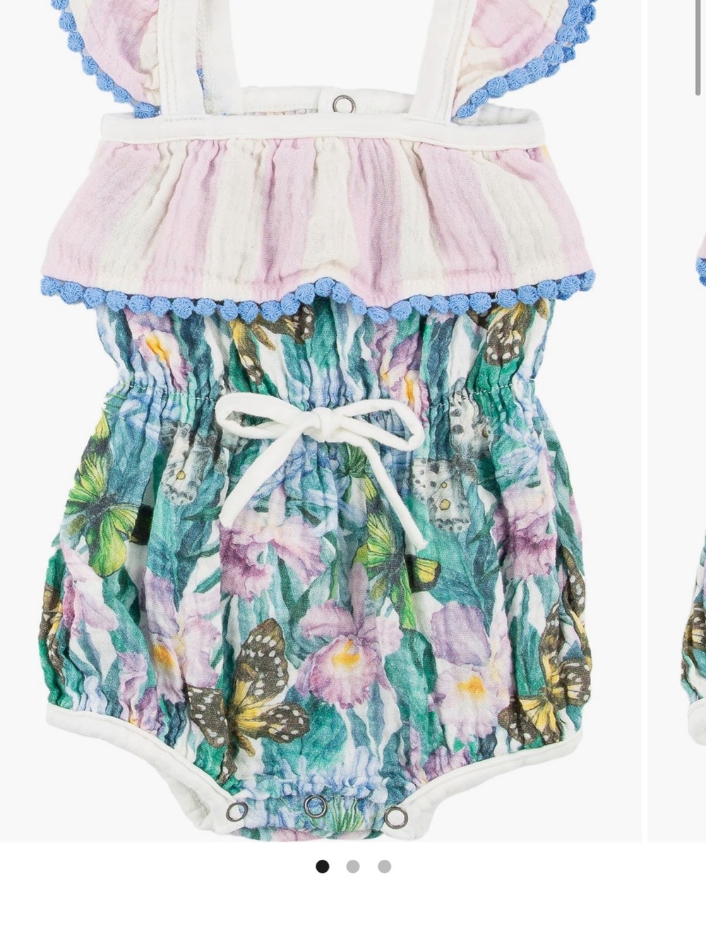 Baby Floral Butterfly Romper with Pink Ruffle